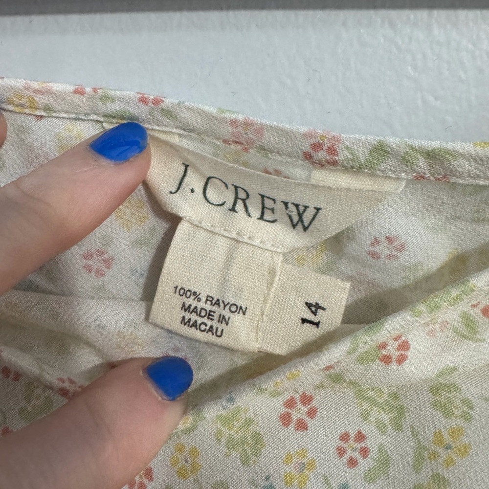Vintage J. Crew Floral Maxi Skirt Size 14 Cream Cottagecore Y2K Rayon - Picture 5 of 5